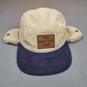 Shinesty Hat Corduroy Sherpa Trapper 5 Panel Snapback‎ Hot Tub Club Cream Blue